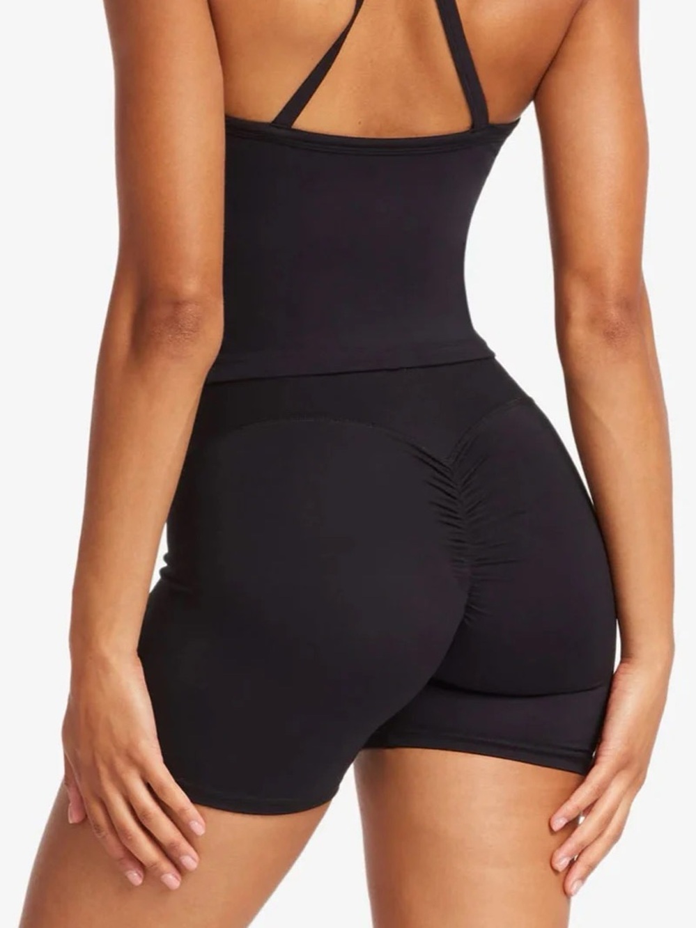 High-Waist Black Sculpting Athletic Shorts for Women
